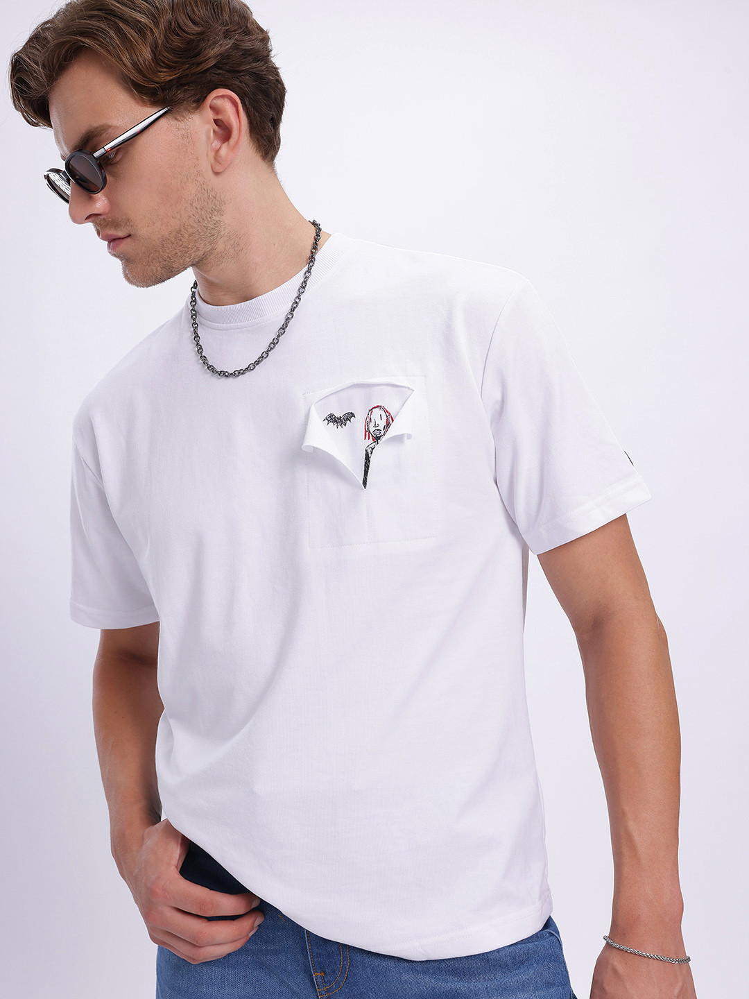 UNRL Raw Edge Printed Oversized T-shirt