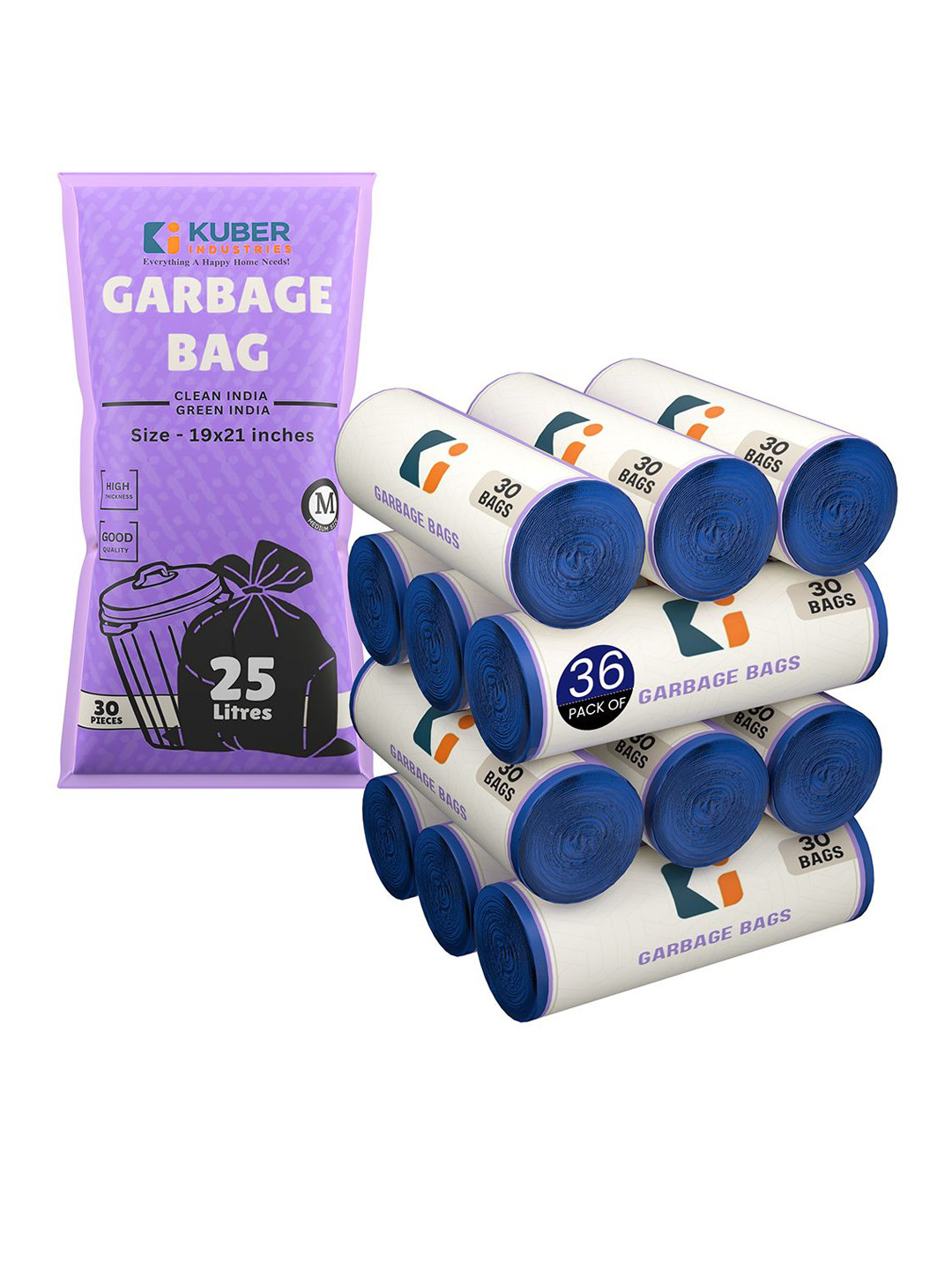 Kuber Industries 1080-PCS Blue Premium Garbage Bags For Dustbin