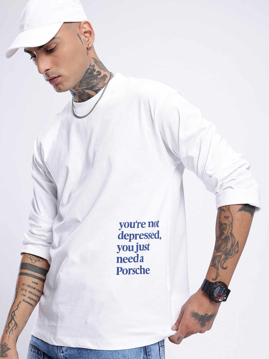 glitchez Typography Printed Oversized T-shirt