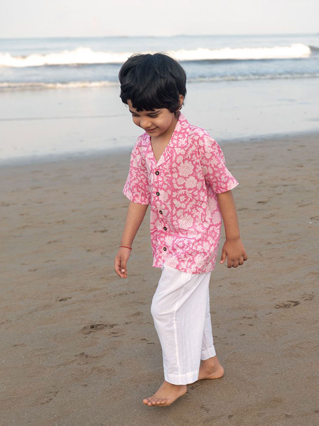LOVE THE WORLD TODAY Boys Groove Classic Floral Block Printed Pure Cotton Shirt