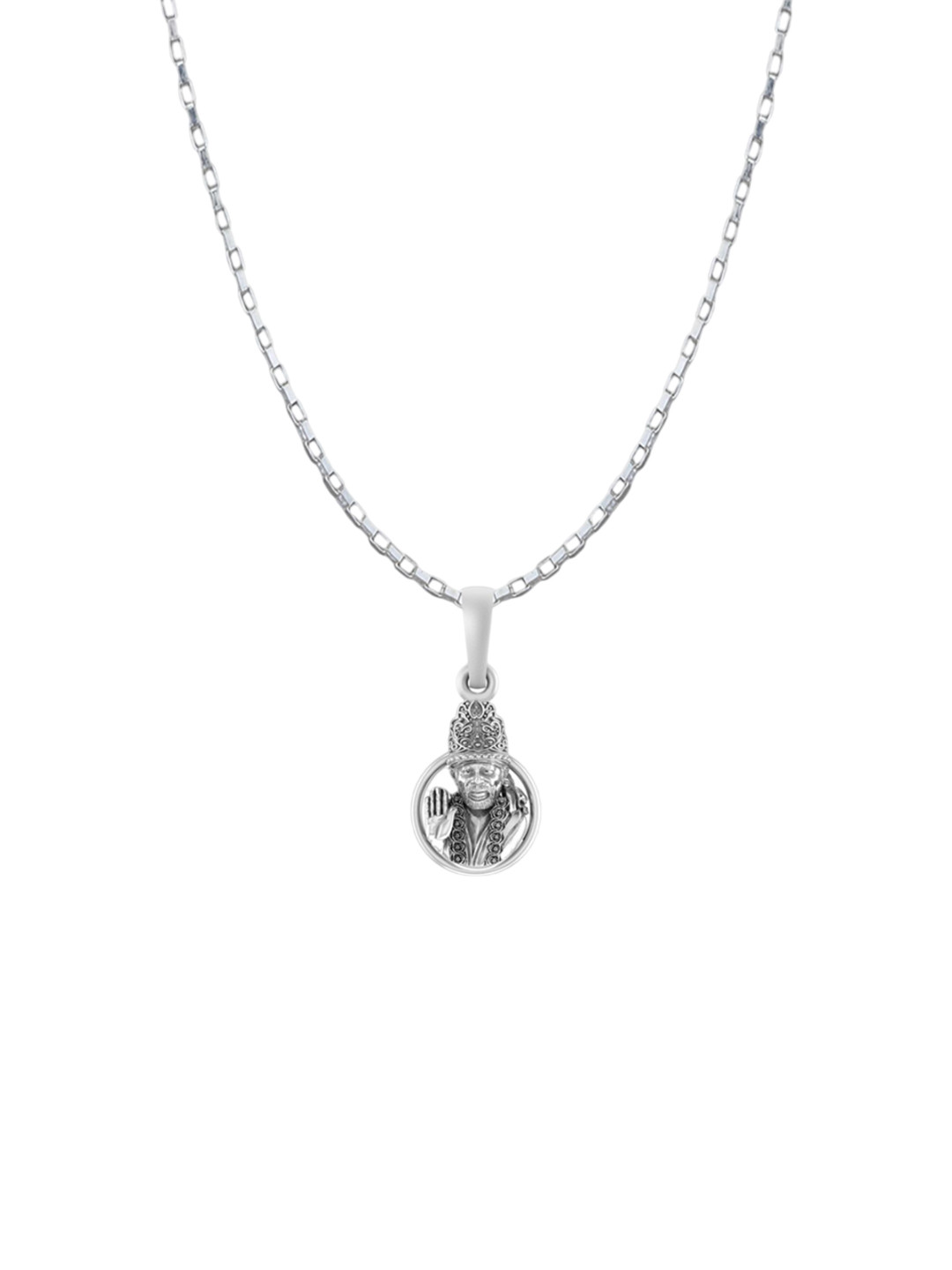 AKSHAT SAPPHIRE Men 925 Sterling Silver Contemporary Sai Baba Pendant With Chain