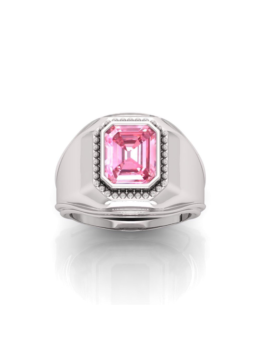 RRVGEM Unisex Pink Sapphire Gemstone Studded Adjustable Finger Ring