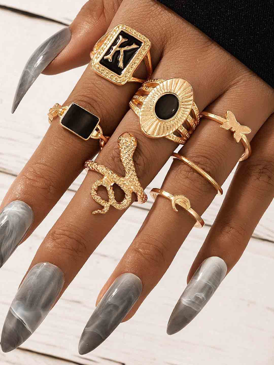 Arzonai Set Of 7 Metal Ring