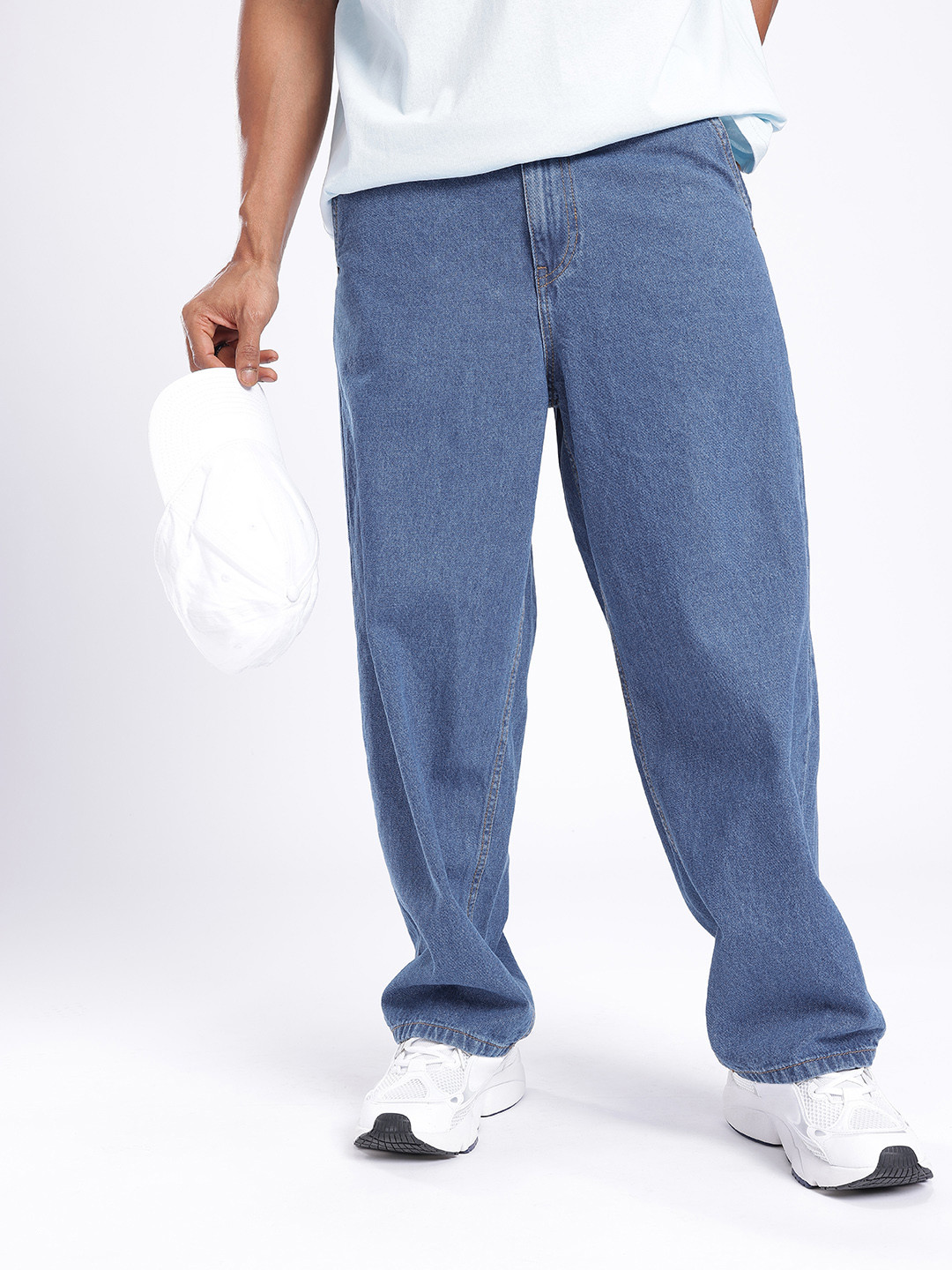 glitchez Men Pure Cotton Mid-Rise Baggy Jeans