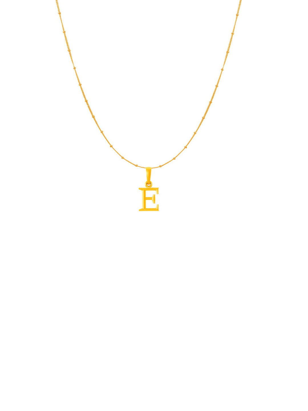 AKSHAT SAPPHIRE 92.5 Silver 22KT Gold Plated E Alphabet Pendant With Ball Chain