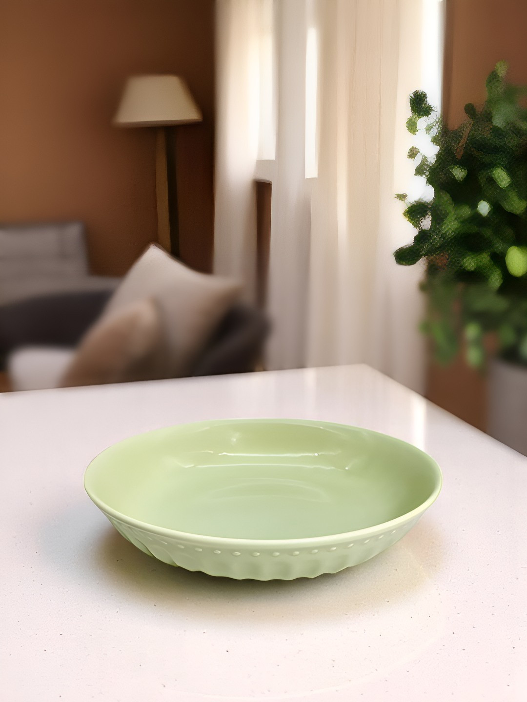 LEMONTREE Green Ceramic Dishwasher And Microwave Safe Plates