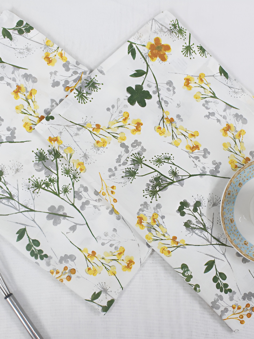 Cotton Candy Set of 2 Multicoloured Floral Printed Table Napkins
