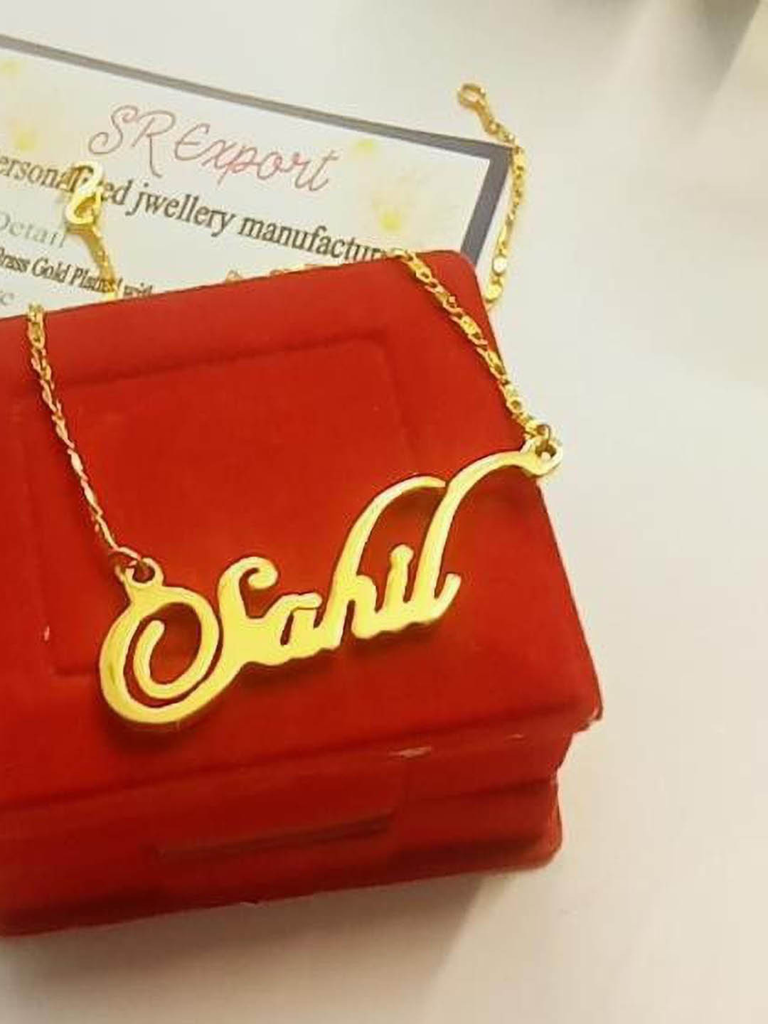 SR Export Gold-Plated Sahil Name Pendant Necklace