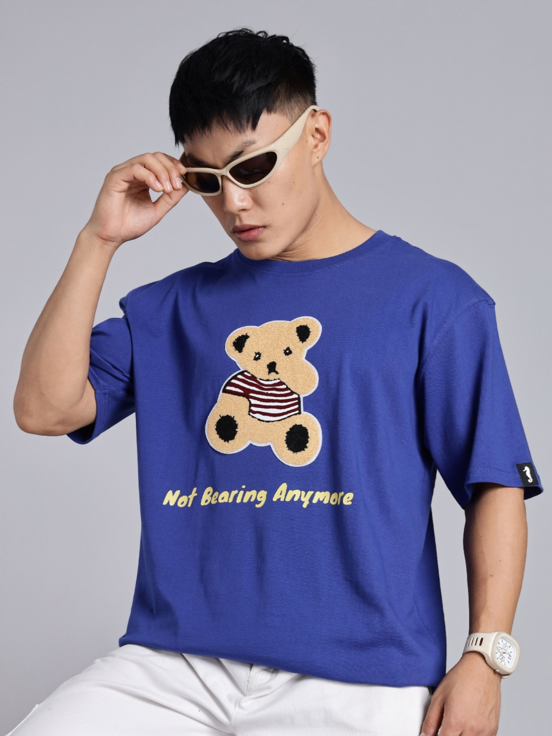 The Sea Horse Don't Bear Anyone Graphic Embroidered Pure Cotton Oversized T-shirt