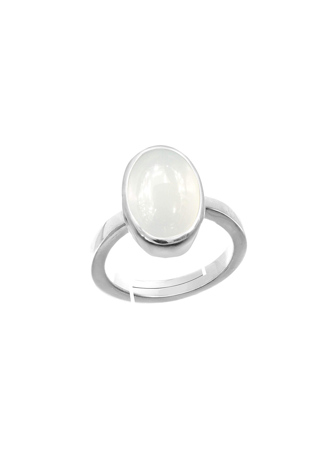 RRVGEM 4 Ratti Silver Plated Unheated Untreated Moon Stone Finger Ring