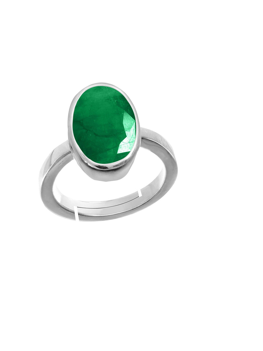RRVGEM Emerald Ring 11.50 Ratti Emerald Ring Silver Plated Adjustable Ring Astrological Gem