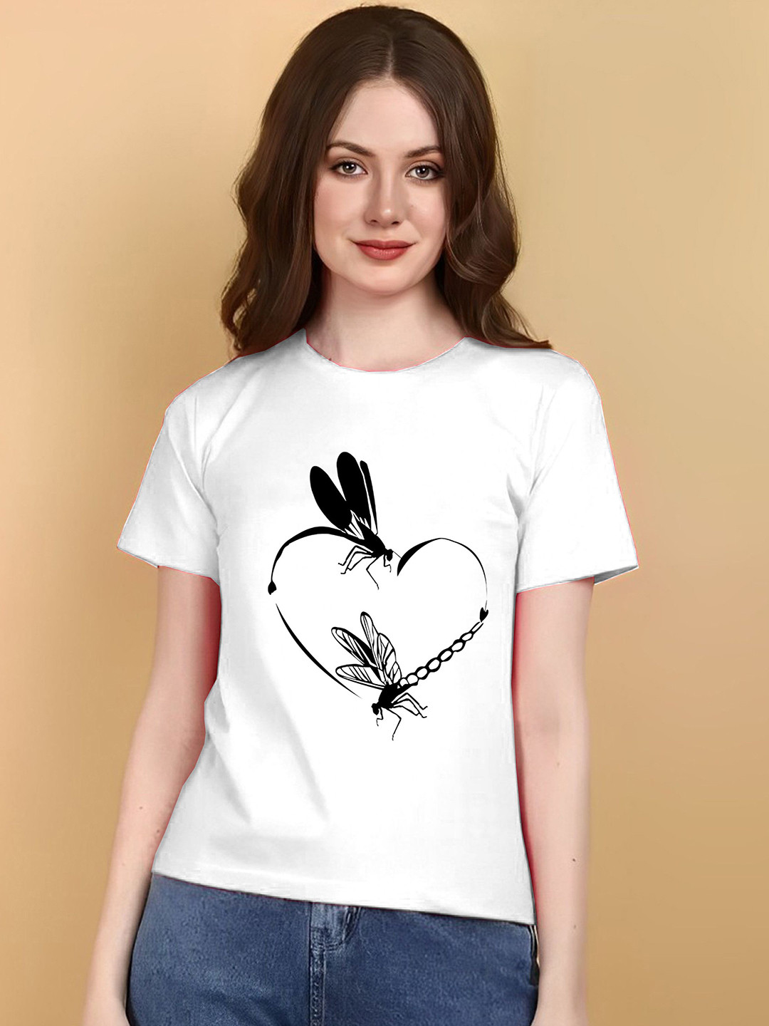 Kasendra Animal Round Neck Polyester Printed T-shirt