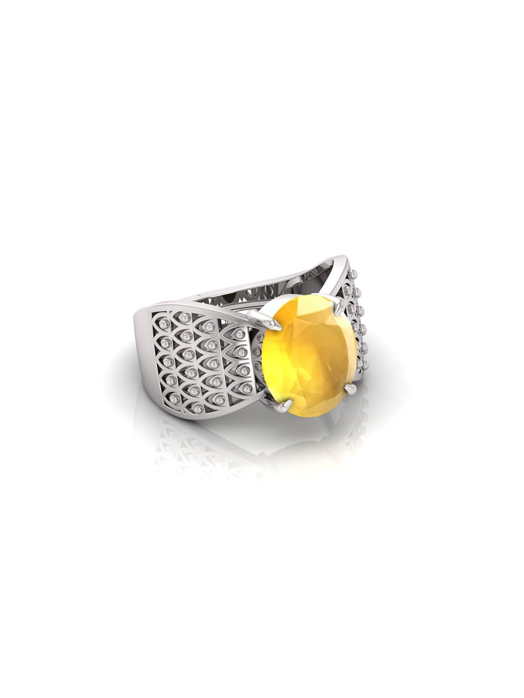 RRVGEM 10.25 Ratti 10.00 KT Unheated Untreated A+ Quality Yellow Sapphire Gemstone Ring