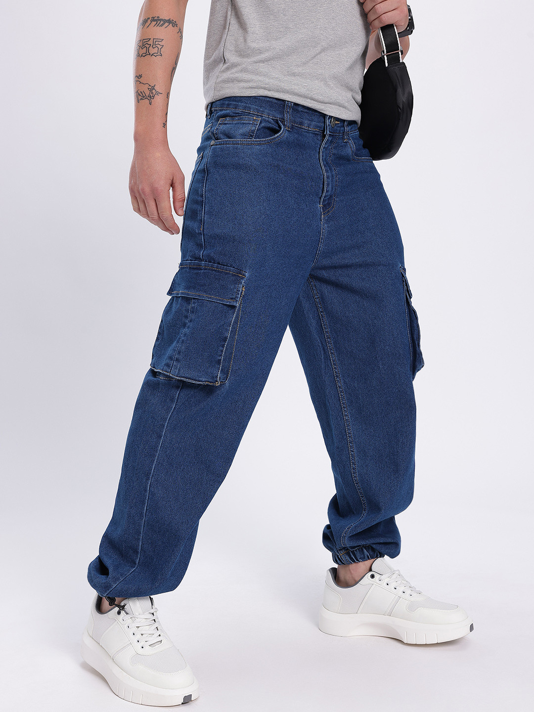 glitchez Men Taper Cargo Style Baggy Fit Stretchable Cargo Style Jeans