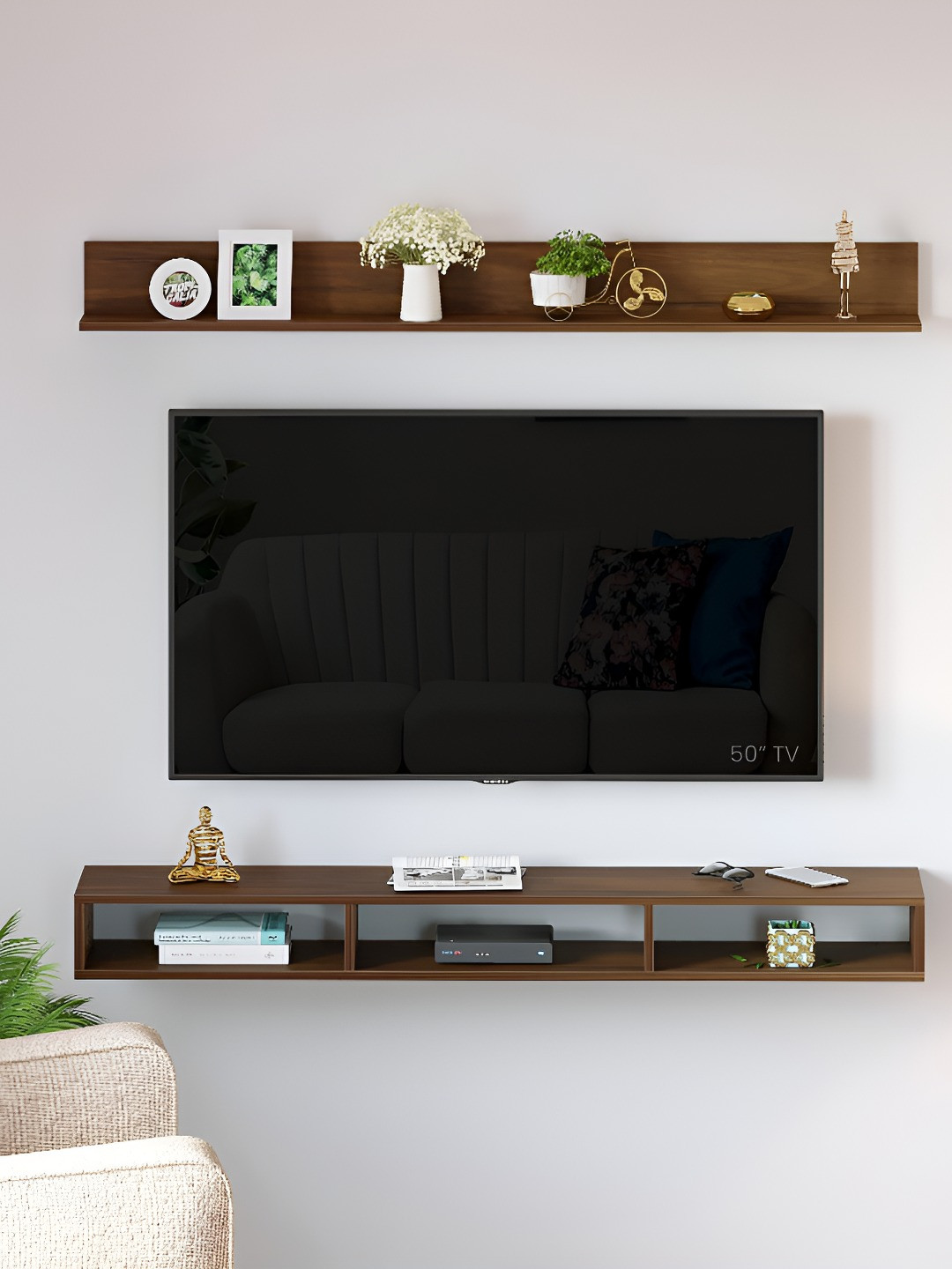bluewud Brown Kunsua Wall Mount TV Unit
