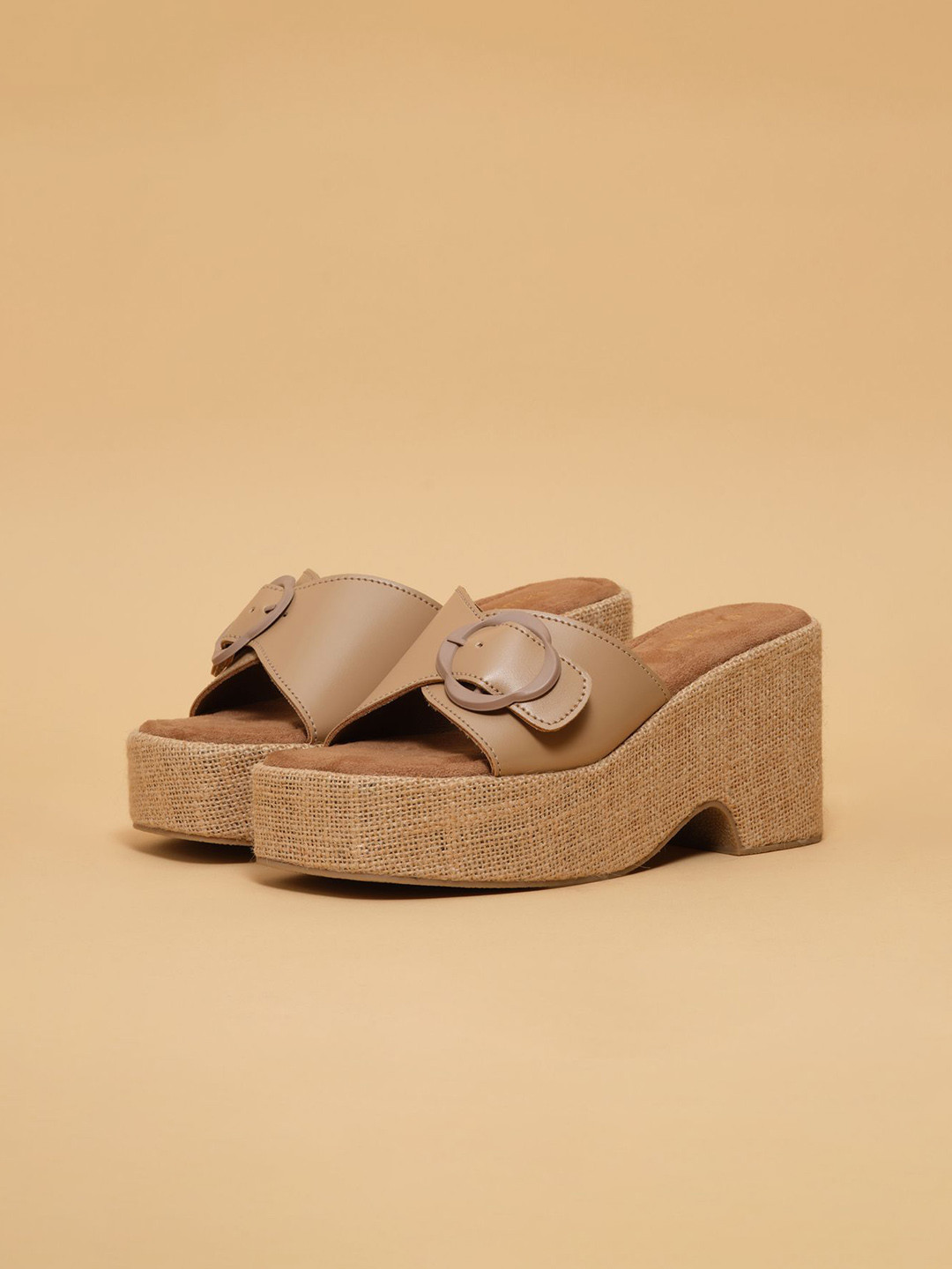 ERIDANI August Women Open Toe Wedge Sandals with Buckles