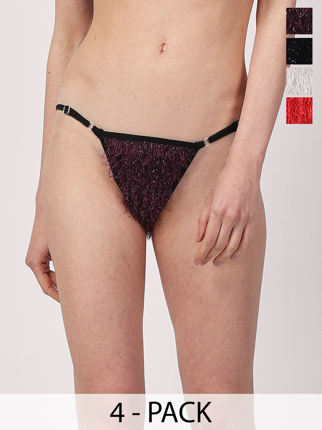 Lola Dola Pack Of 4 Mid-Rise G-String Thong Briefs EBString-016