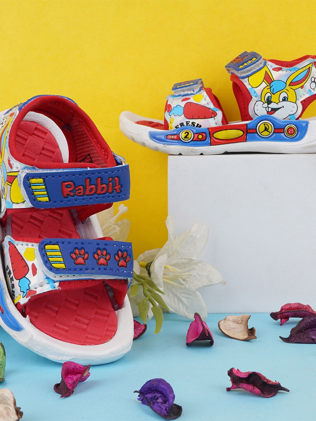 BAESD Kids Rabbit Cartoon Characters Velcro Sports Sandals