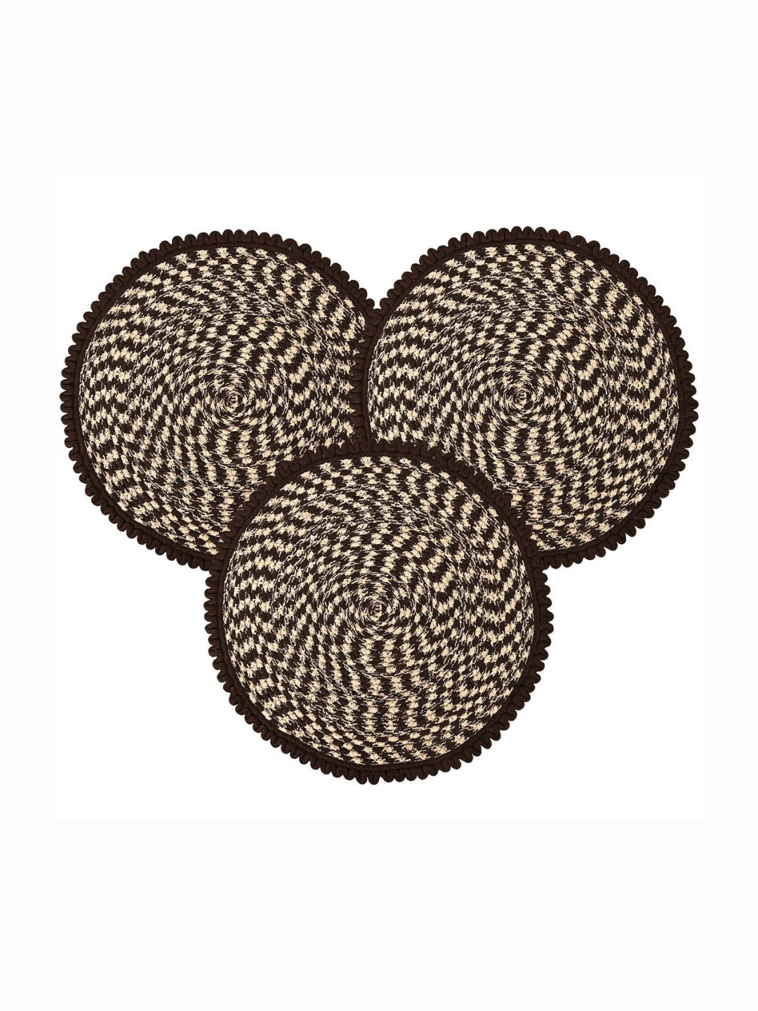 Aura Brown & Beige 3 Pcs Round Durable Door & Bathroom Mat