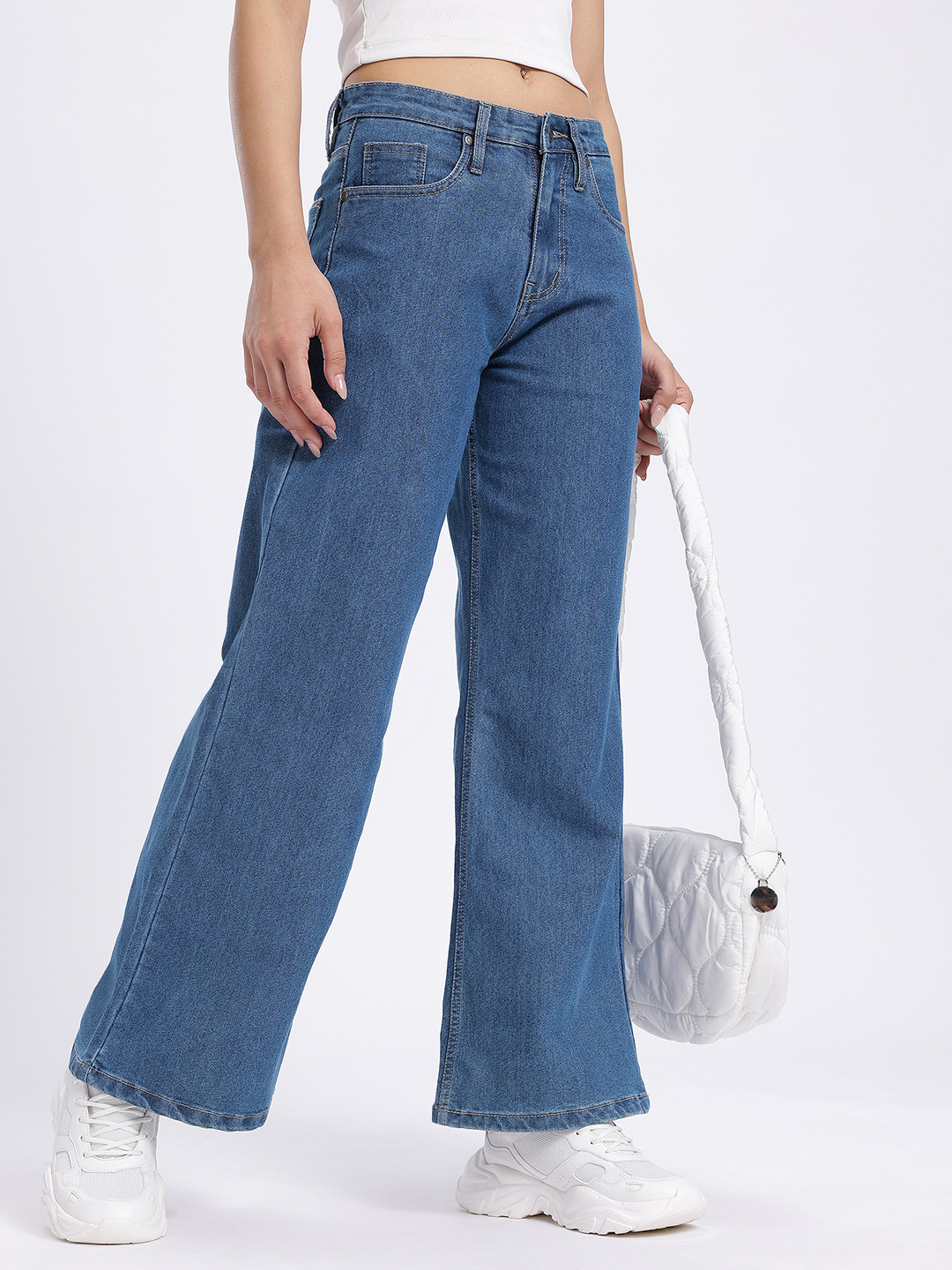 glitchez Women Mid-Rise Relaxed Wide Leg Jeans