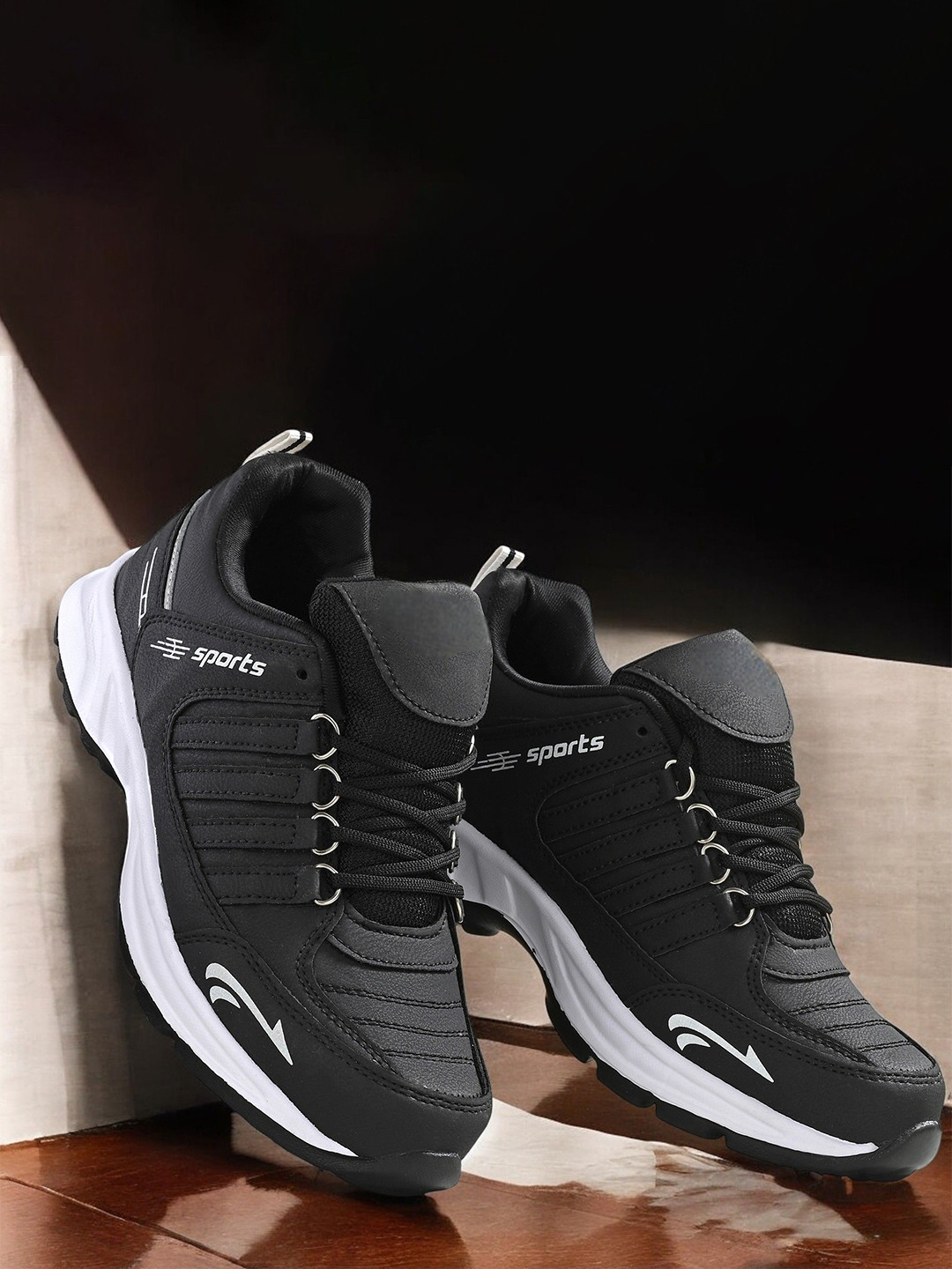 Spotwalk Men Leather Running Non-Marking Shoes