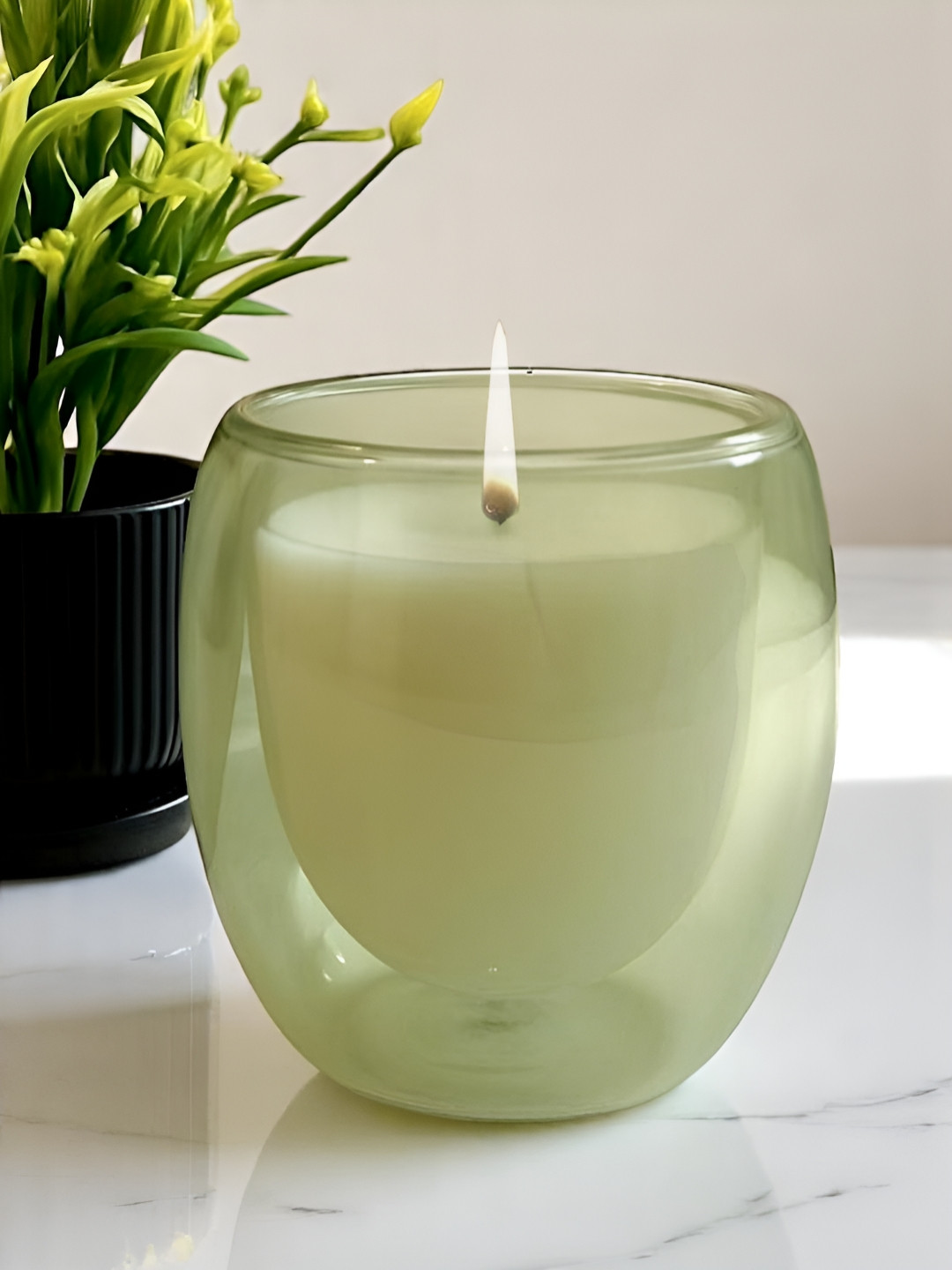 Soi FlameCraft Double insulated 1 Wick Lemongrass Lime Solid Geometric Regular Jar Candles