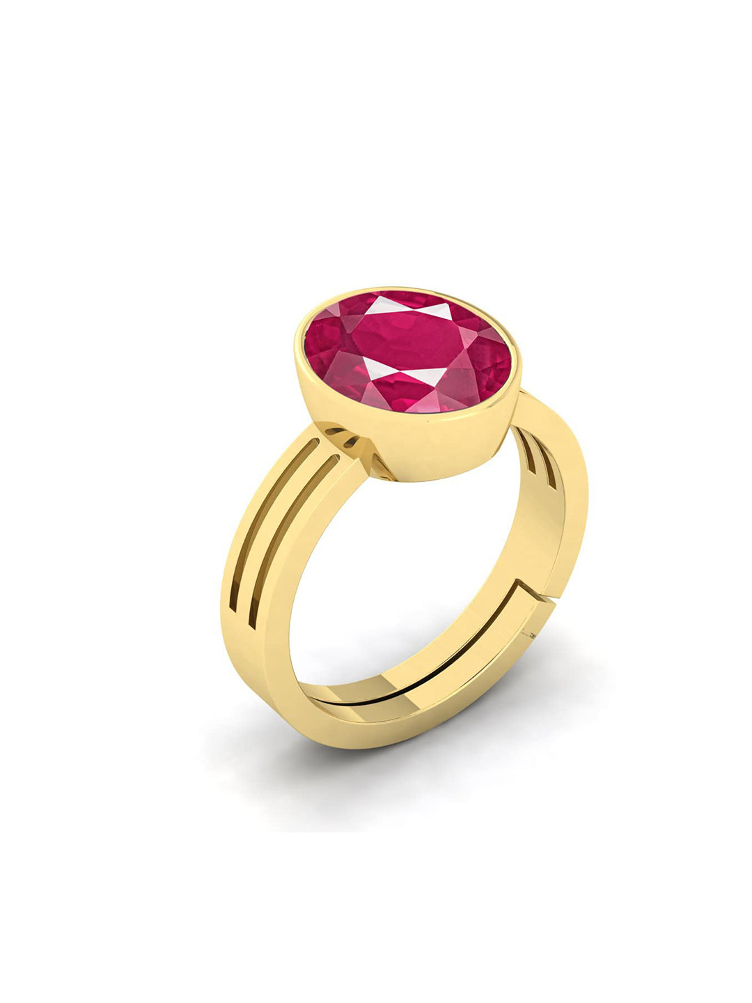 RRVGEM Ruby Ring 7.25 KT Manik Stone Adjustable Gold Finger Ring