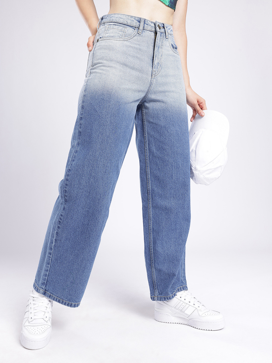 glitchez Women Ombre Baggy Light Fade Jeans