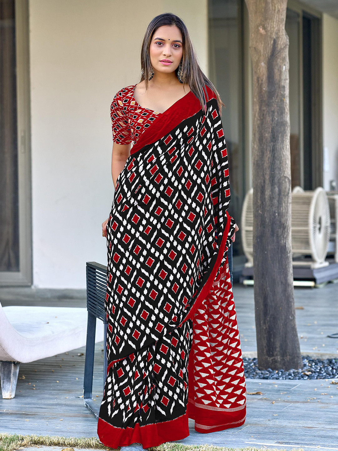SYS Brand - Shop Your Style Ethnic Motifs Block Printed Mulmul Cotton Saree