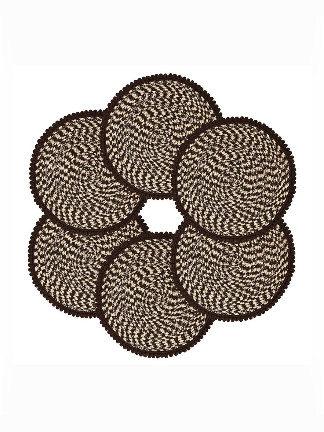 Aura Pack Of 6 Brown Spiral Round Super Absorbent Doormat