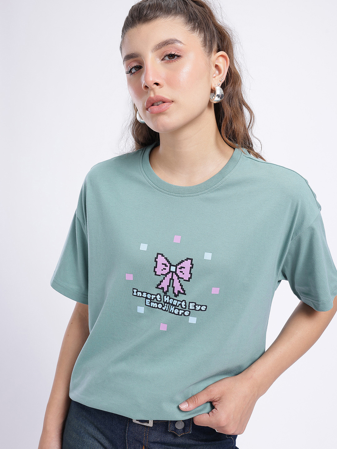 glitchez Oversize Graphic Printed T-shirt