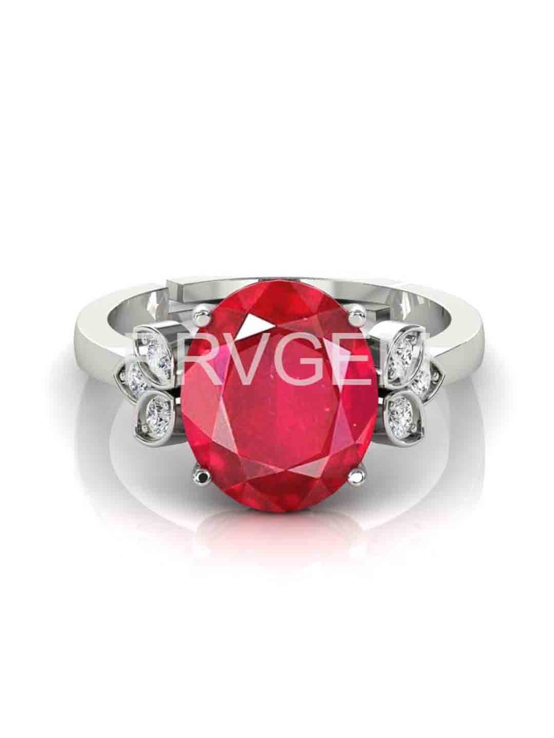 RRVGEM Ruby 8.25 Ratti Silver Plated Finger Ring