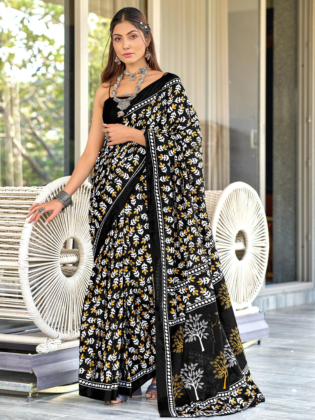SYS Brand - Shop Your Style Ajrak Ikat Block Print Saree