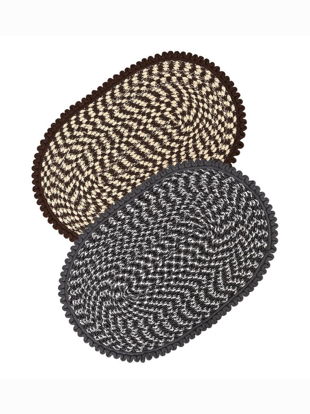 Aura Cream & Grey 2 Pcs Oval Door & Bathroom Mat Perfect