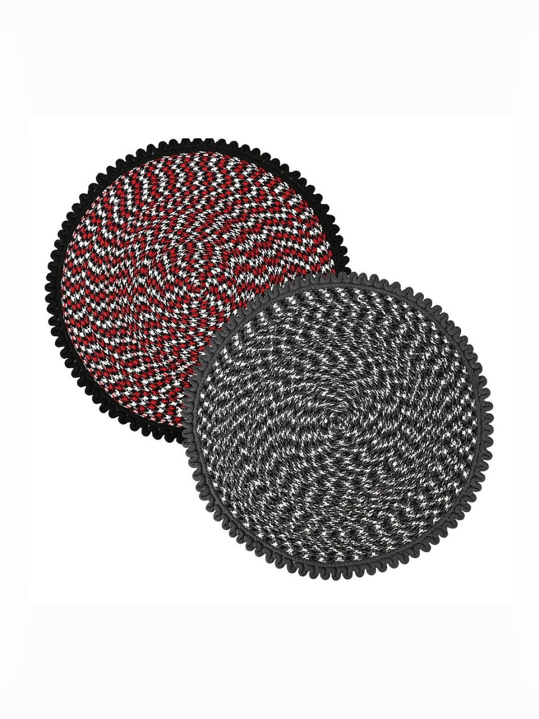 Aura Set Of 2 Grey & Red Spiral Round Super Absorbent Doormat