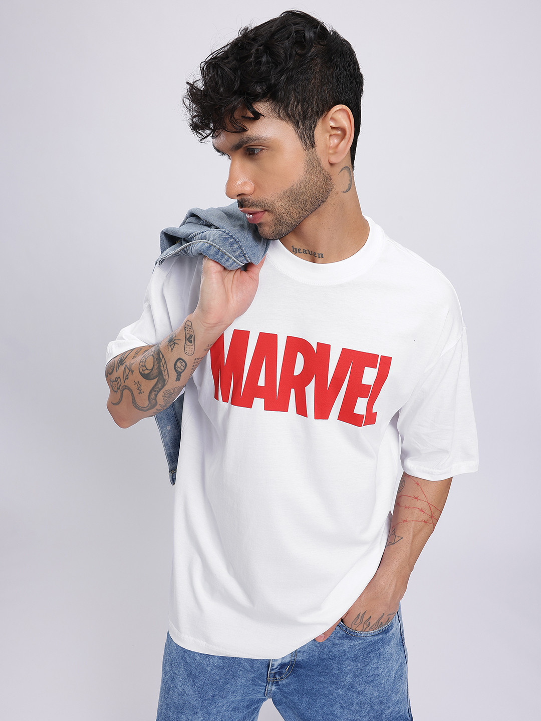 Marvel by Glitchez Marvel Print Oversized Fit T-shirt