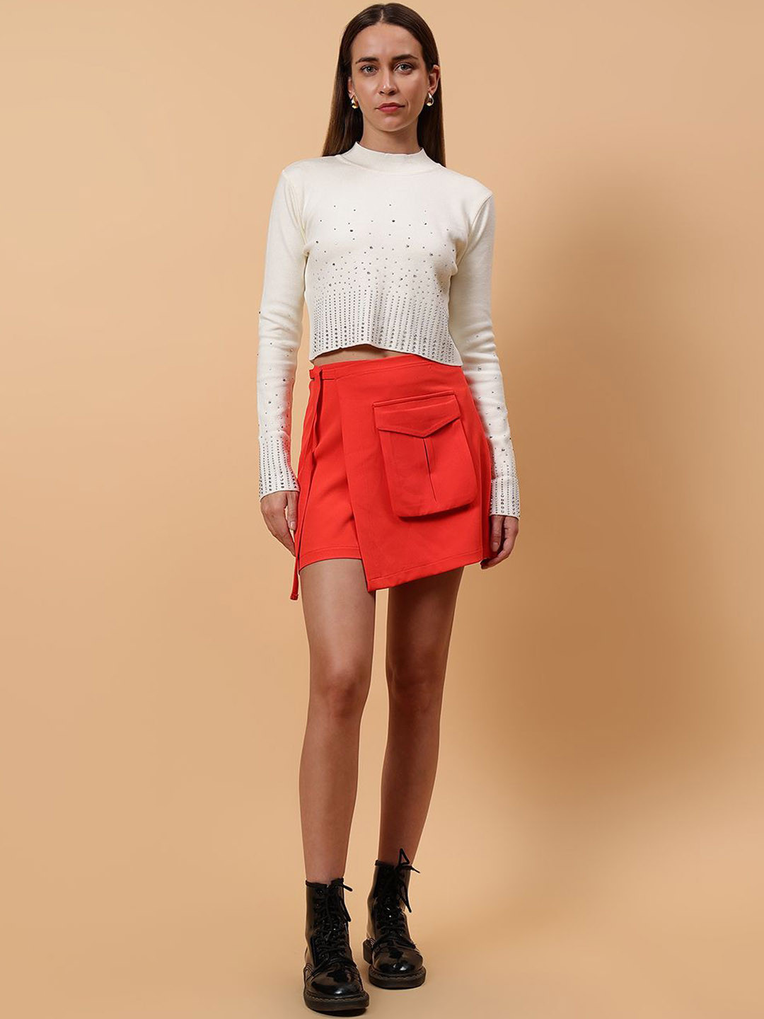 Fashion Gaiia Mini Skort Skirts With Single Pocket