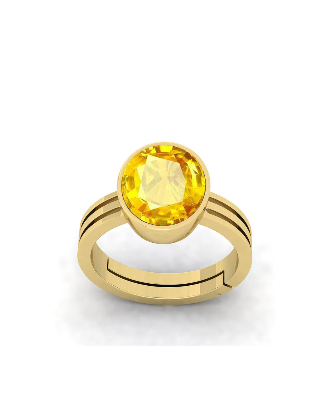 RRVGEM Yellow Sapphire Ring Studded Adjustable Finger Ring