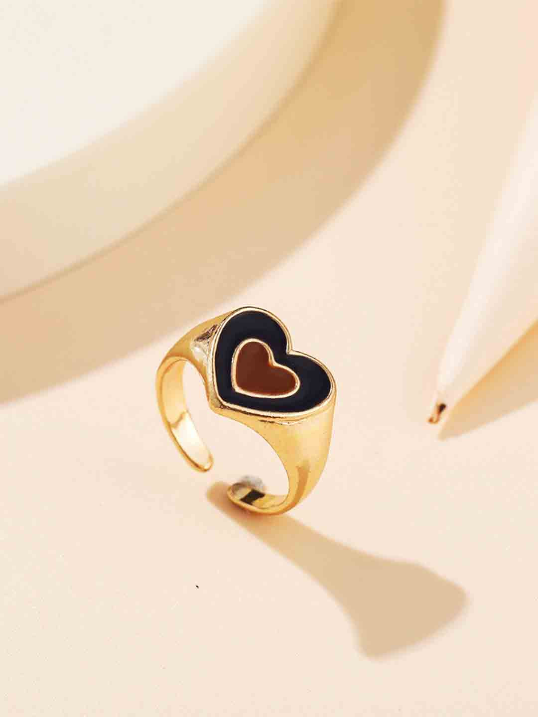 Arzonai Gold Plated Double Heart Metal Gold Plated