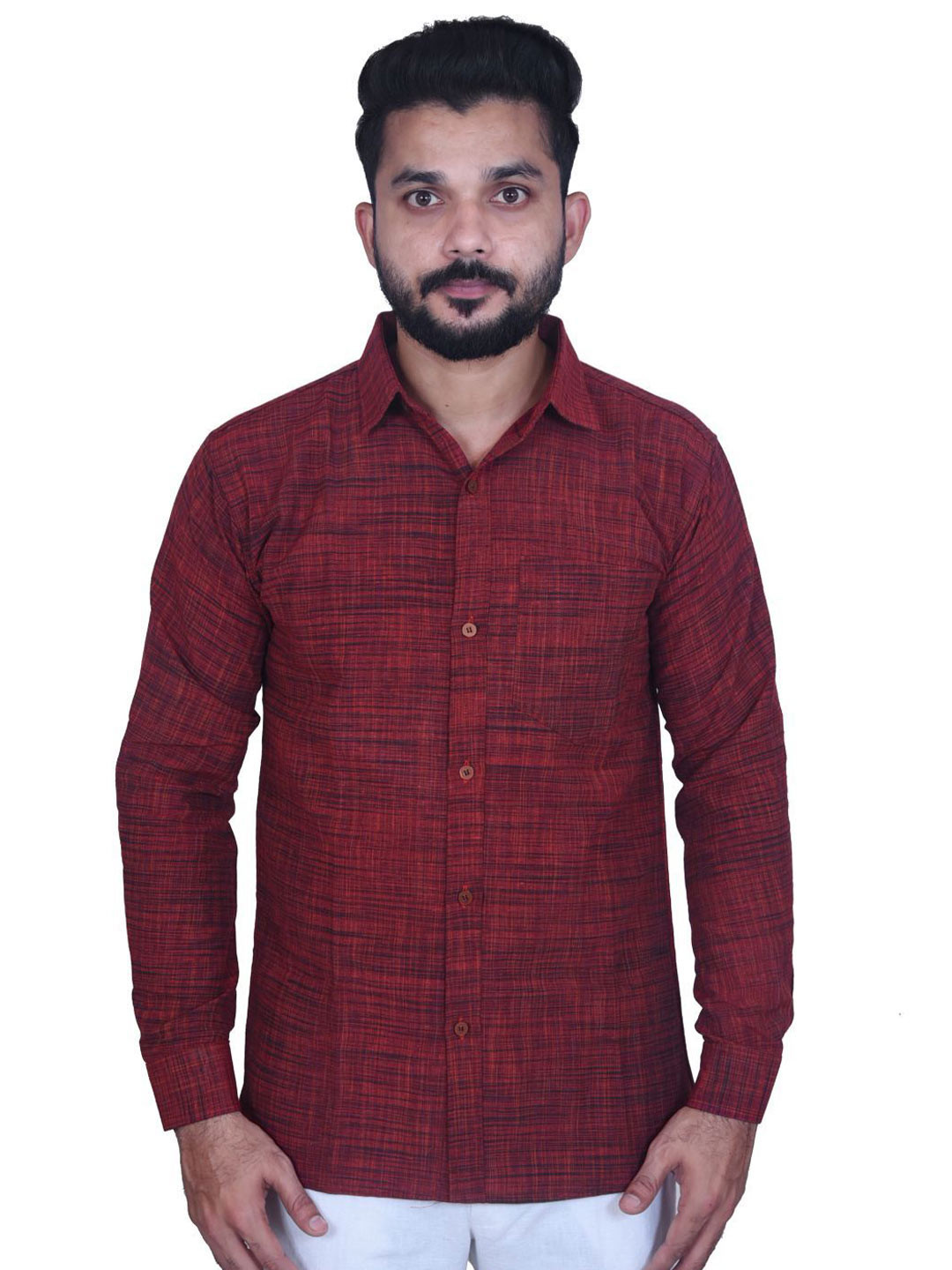 Jashna Men Premium Fit Checked Spread Collar Casual Shirt
