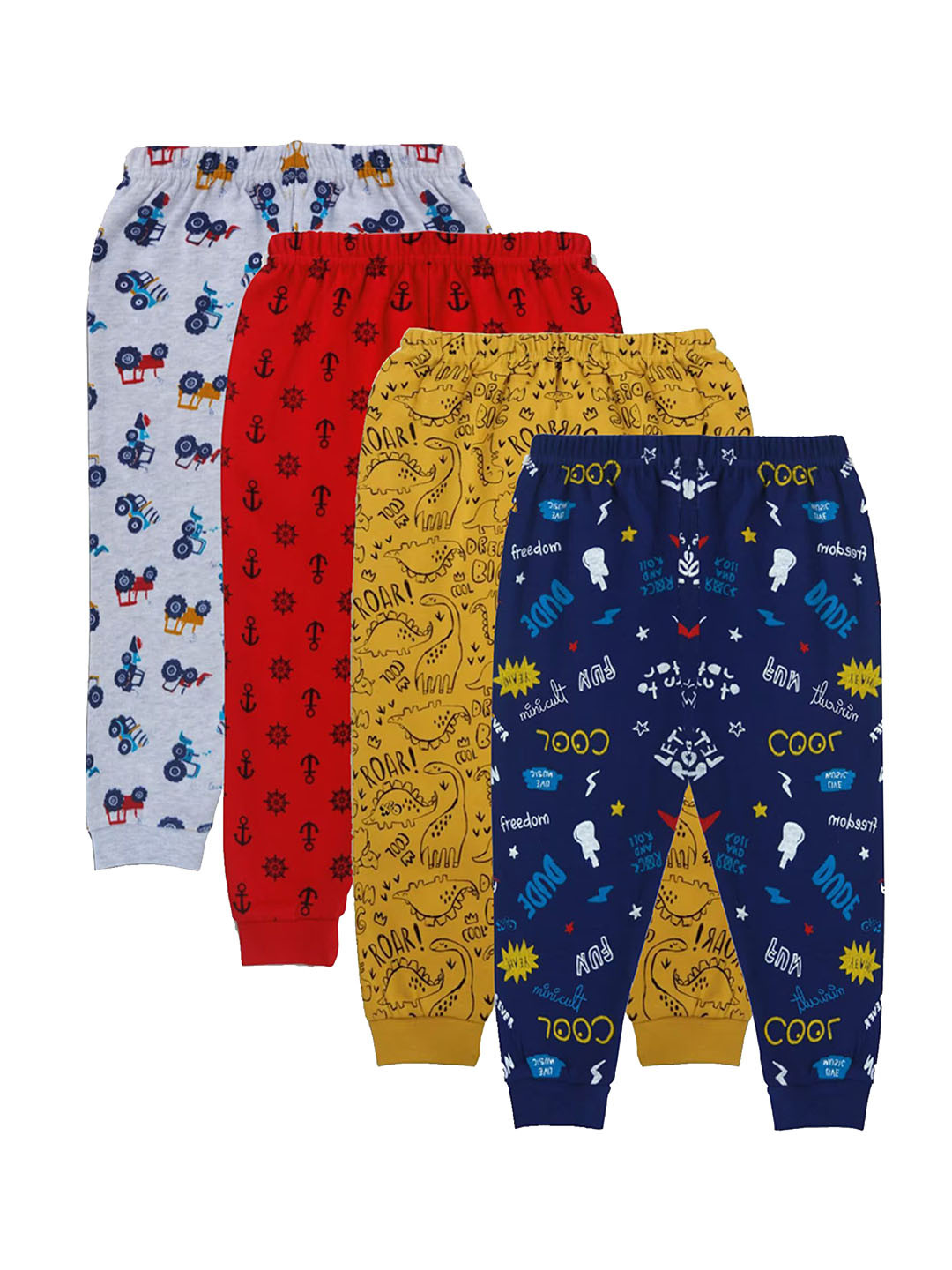 FASLA Infants Pack Of 4 Printed Pure Cotton Joggers
