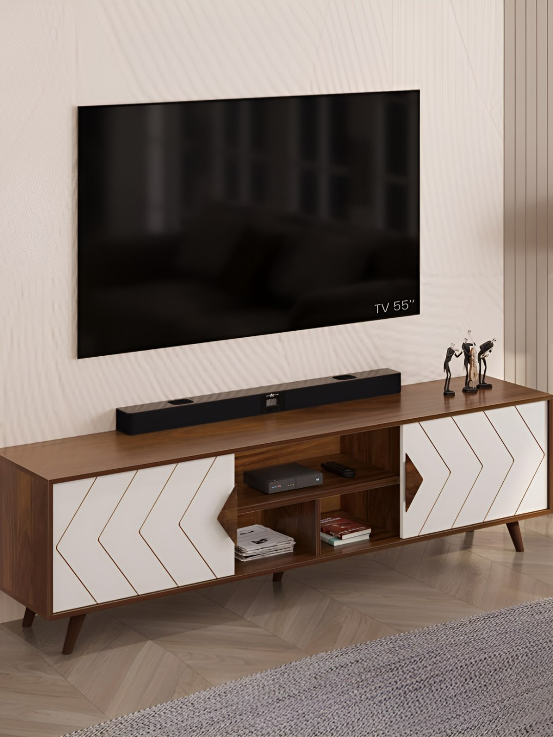 bluewud Brown Wilbrome TV Entertainment Unit With Cabinets