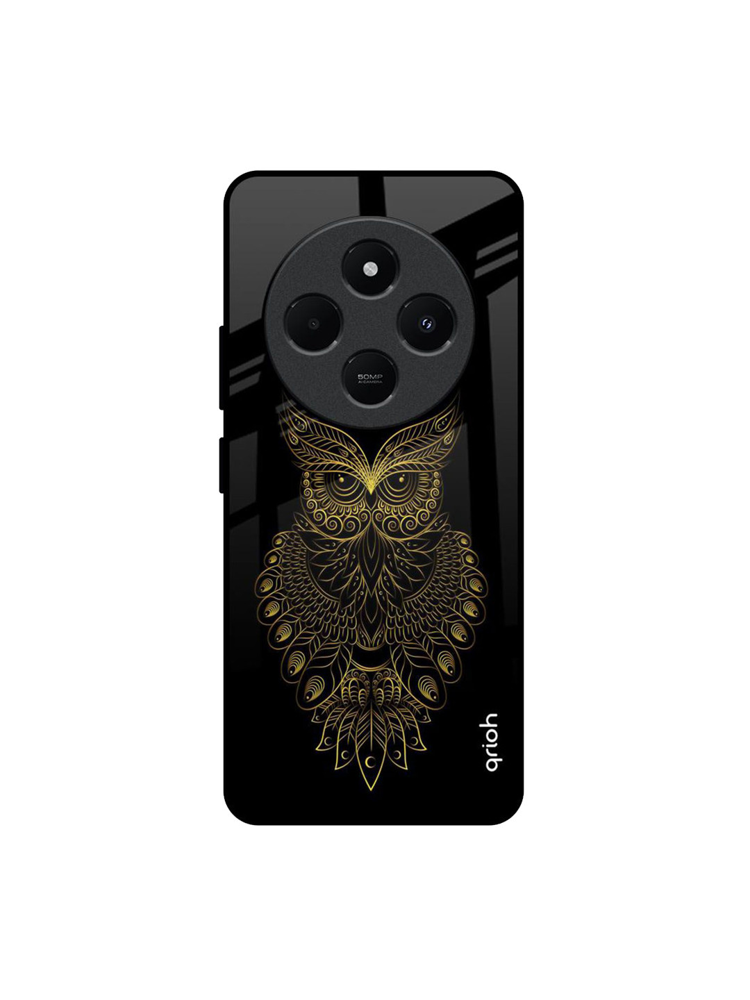 QRIOH Golden Owl Printed Redmi 14C 5G Impact Resistant Back Case
