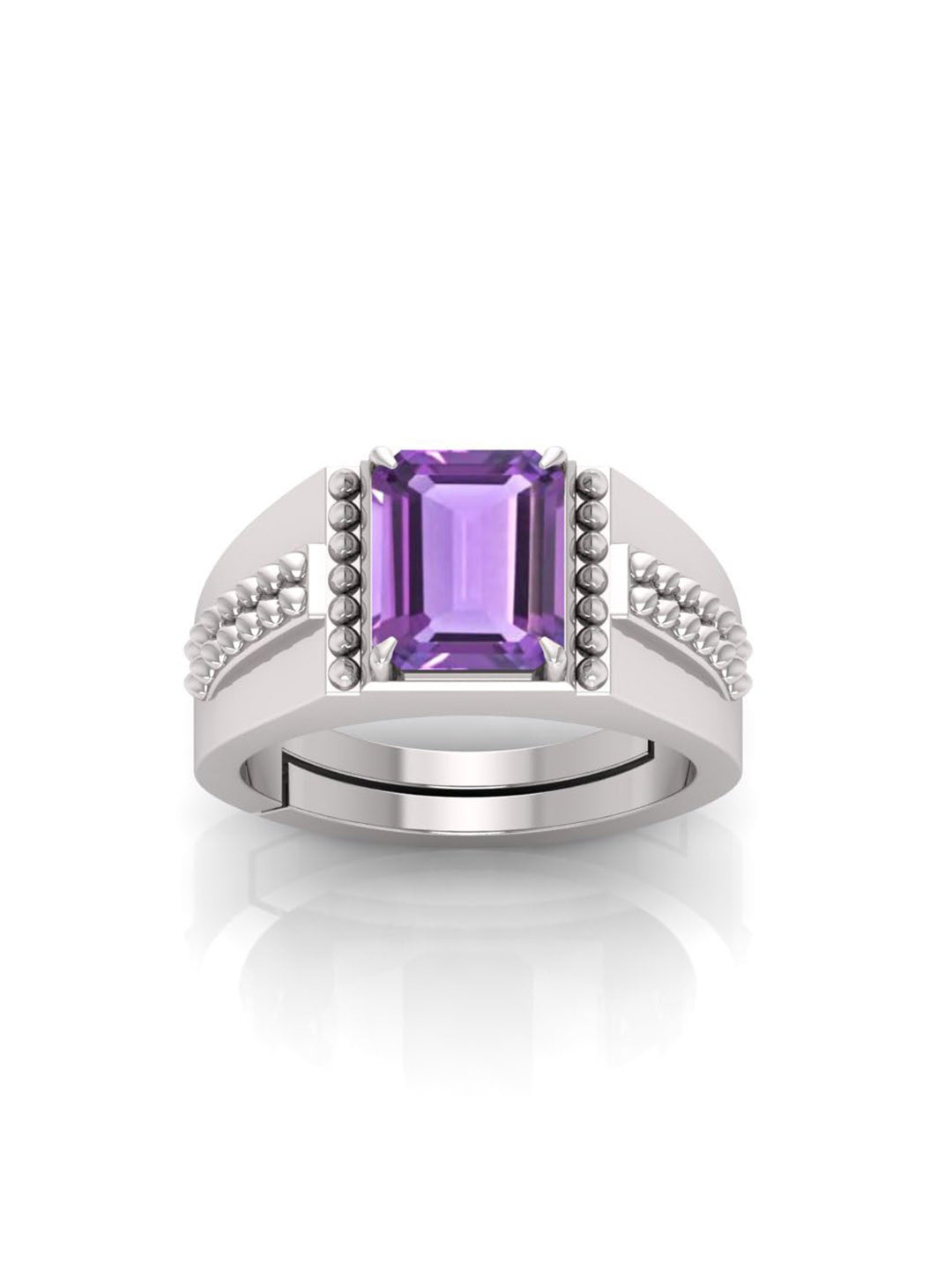 RRVGEM 12.00 Ratti Amethyst Stone Silver Plated Ring
