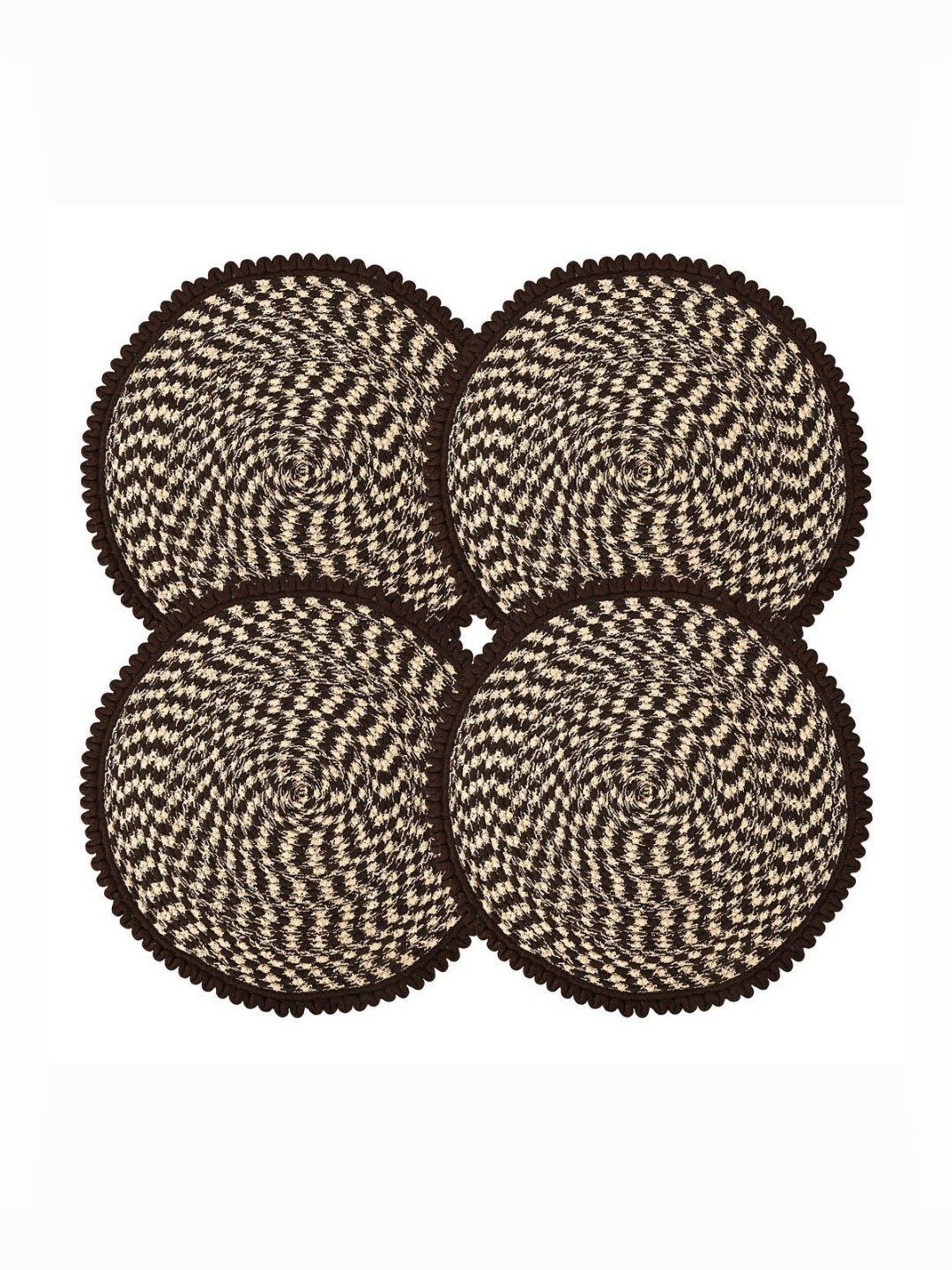 Aura Brown 4 Pcs Round Durable Door & Bathroom Mat