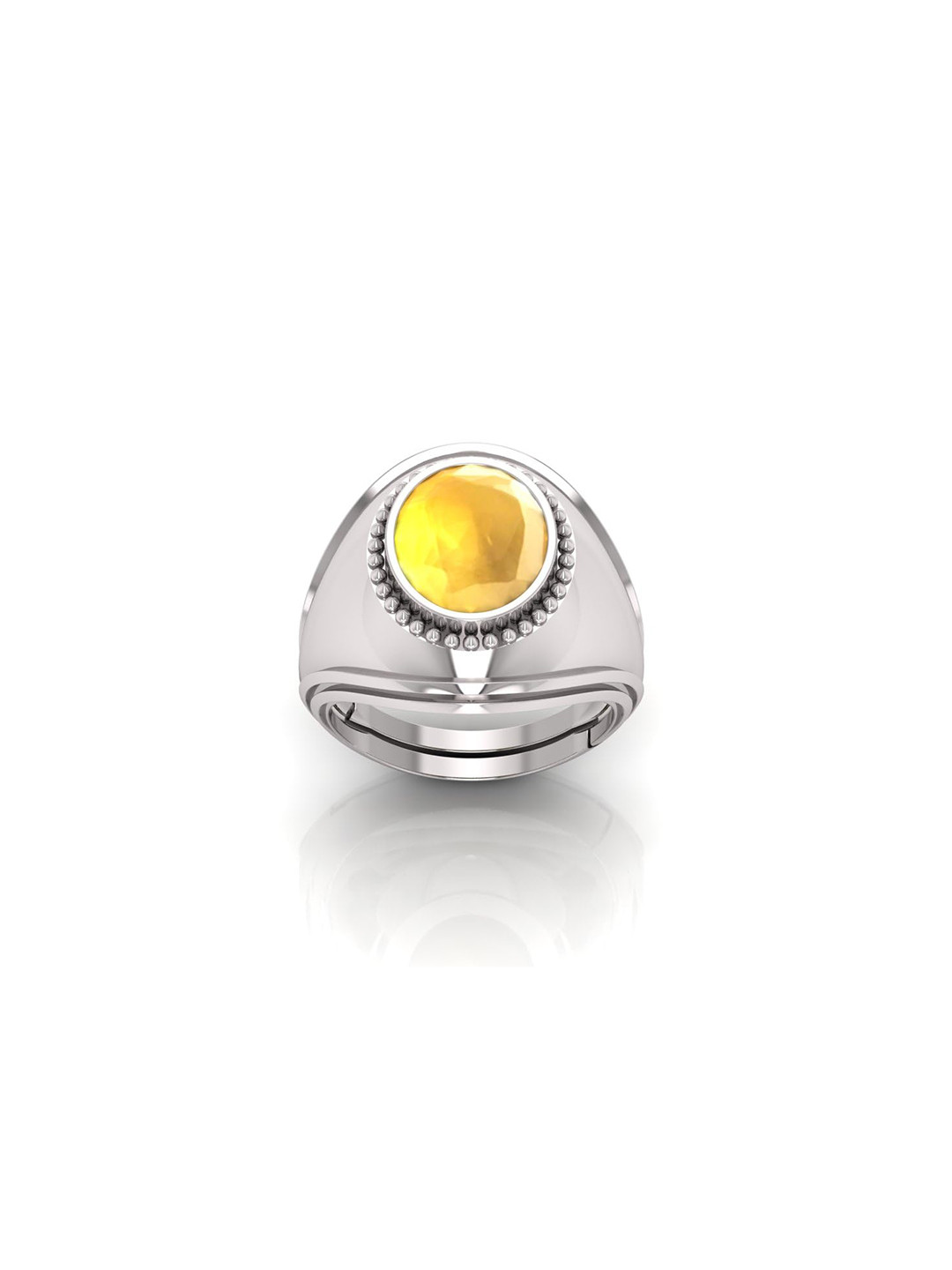 RRVGEM 10.25 Ratti Yellow Sapphire Silver Plated Adjustable Ring