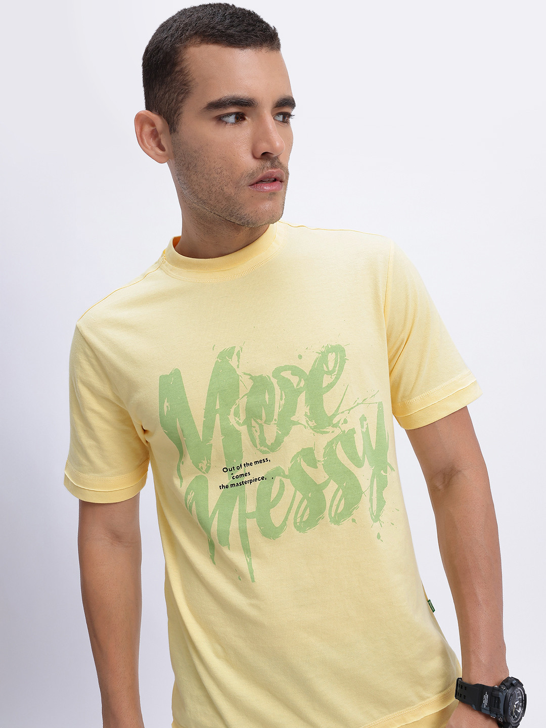 glitchez Typography Printed Raw T-shirt