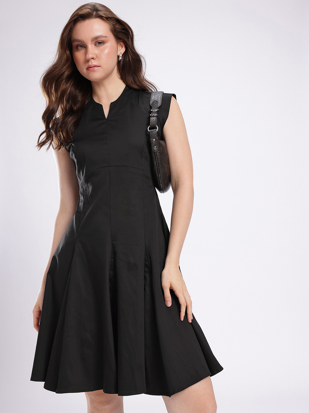 Stylecast X Hersheinbox Paneling Cap Sleeves Flared Hem A-Line Dress