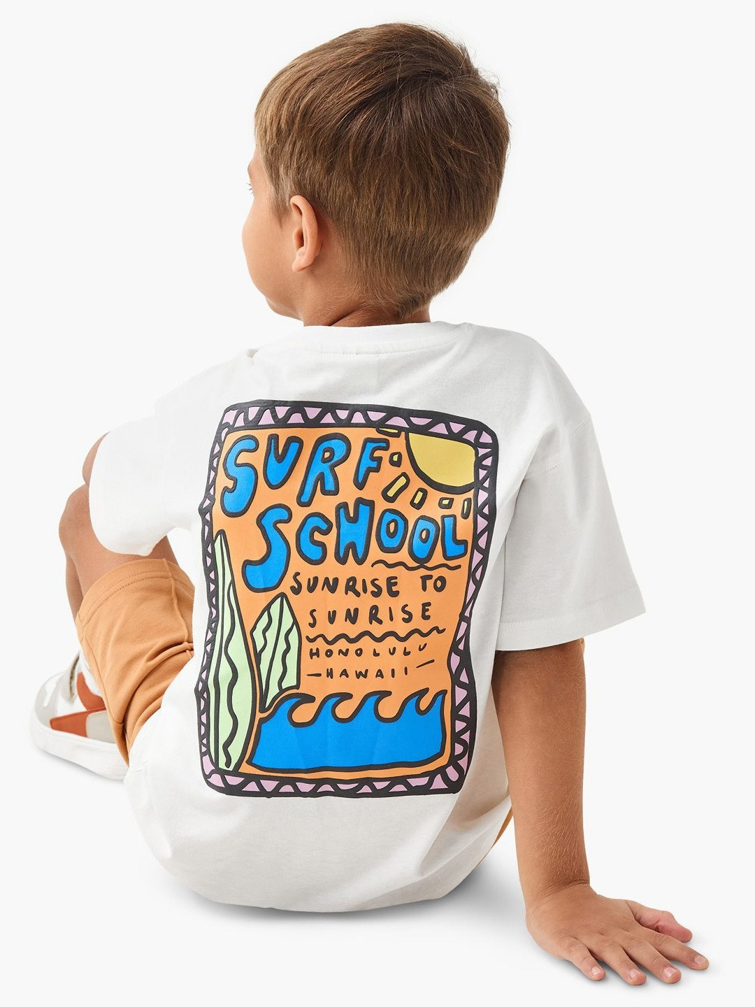 Juniors by Babyshop Boys Graphic Printed Round Neck Drop Shoulder Sleeves Cotton T-shirt