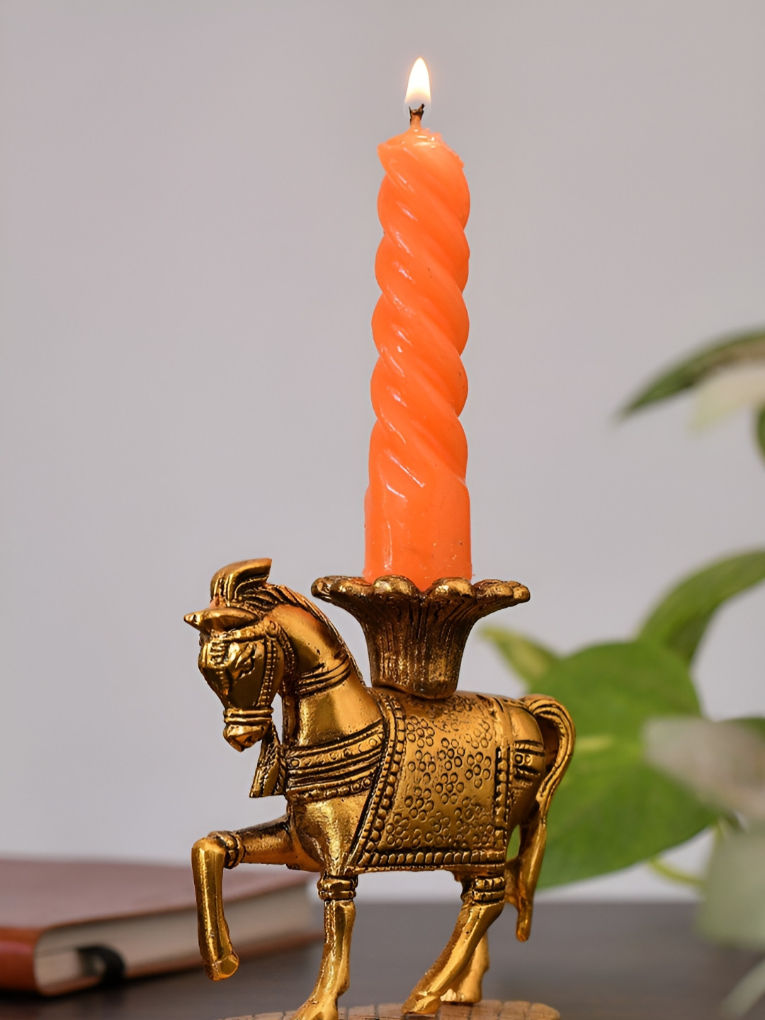 Aura Horses Gold Metal Metallic Living Room Tiny Showpiece - 3.9 Inches